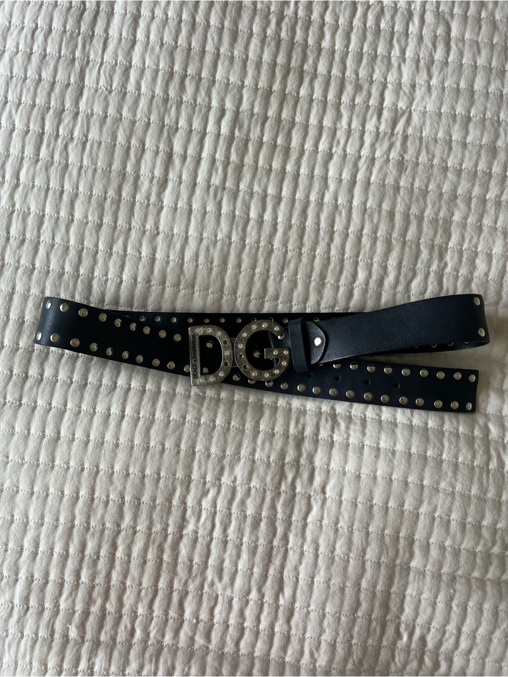 Vintage Dolce & Gabbana Black Studded Leather Belt Y2K